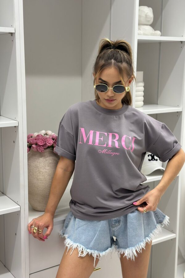 T-shirt MERCI / szary