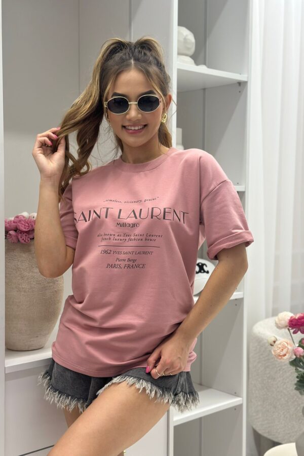T-shirt Saint Laurent / pudrowy róż