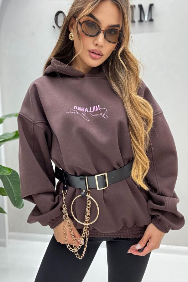 Bluza Millagro Special Edition / czekoladowa - różowy napis