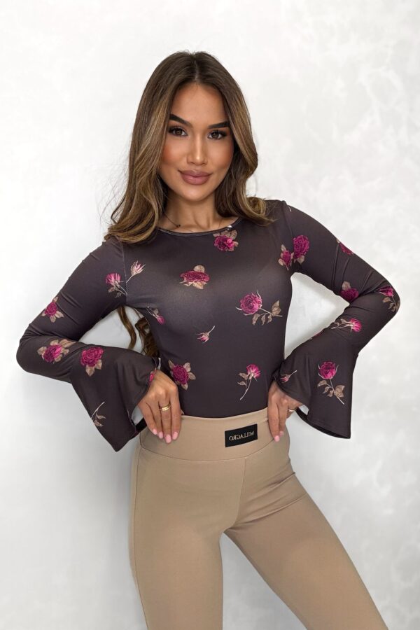 Bluzka Butter Bells print / czekoladowa