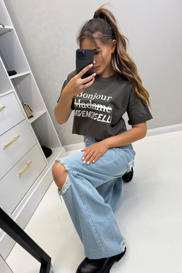 T-shirt Bonjour MADEMOISELLE / khaki