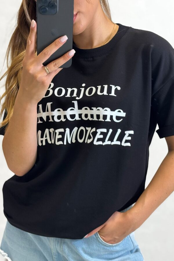 T-shirt Bonjour MADEMOISELLE / czarny