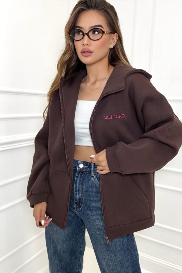 Bluza rozpinana Milla long / czekoladowa
