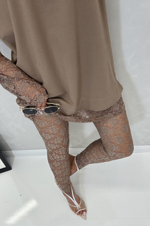 legginsy SHAPE koronka / beżowe