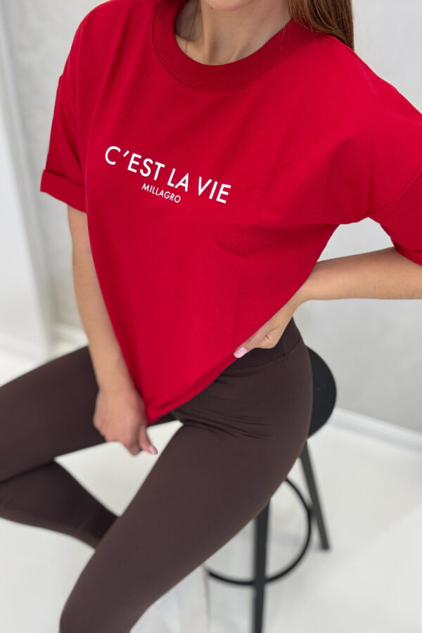 T-shirt C’EST LA VIE / czerwony