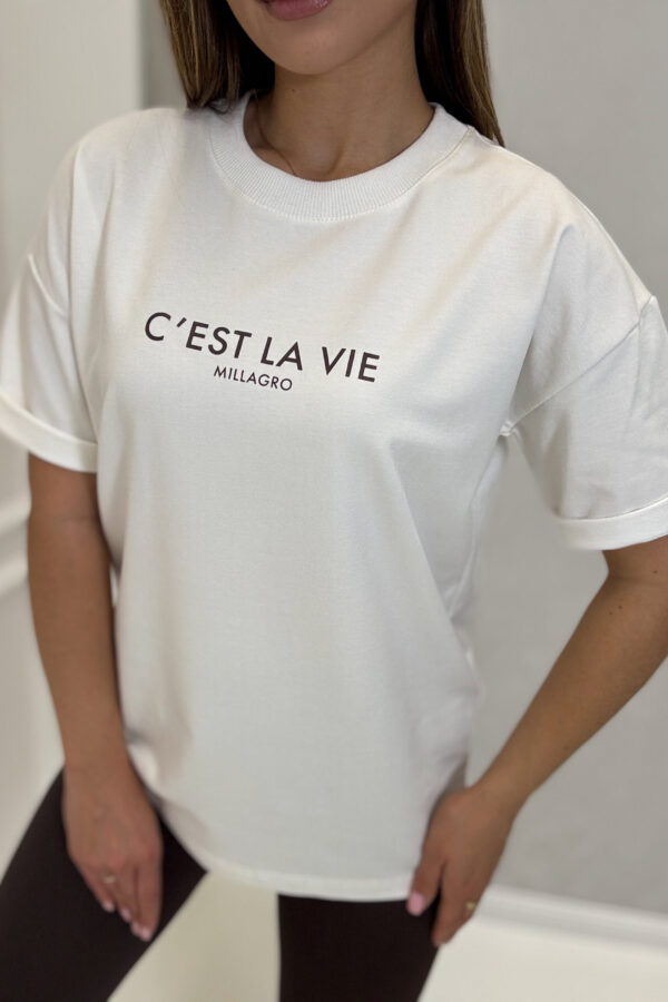 T-shirt C’EST LA VIE / biały