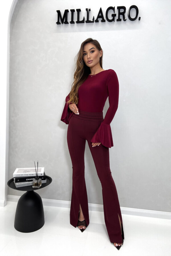 Spodnie BELLS z rozcięciem / bordowe