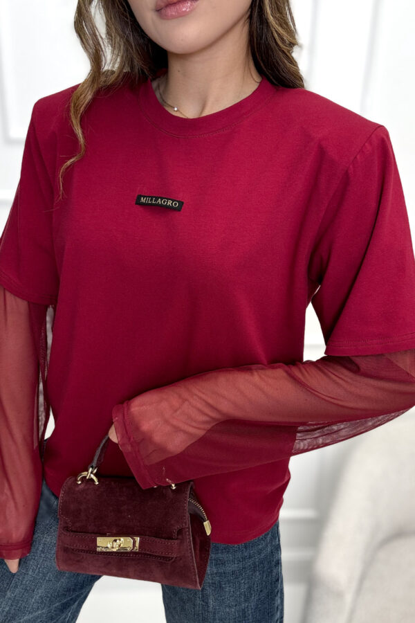 T-shirt ADELE siateczka / bordowy