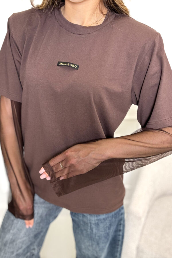 T-shirt ADELE siateczka / czekoladowy