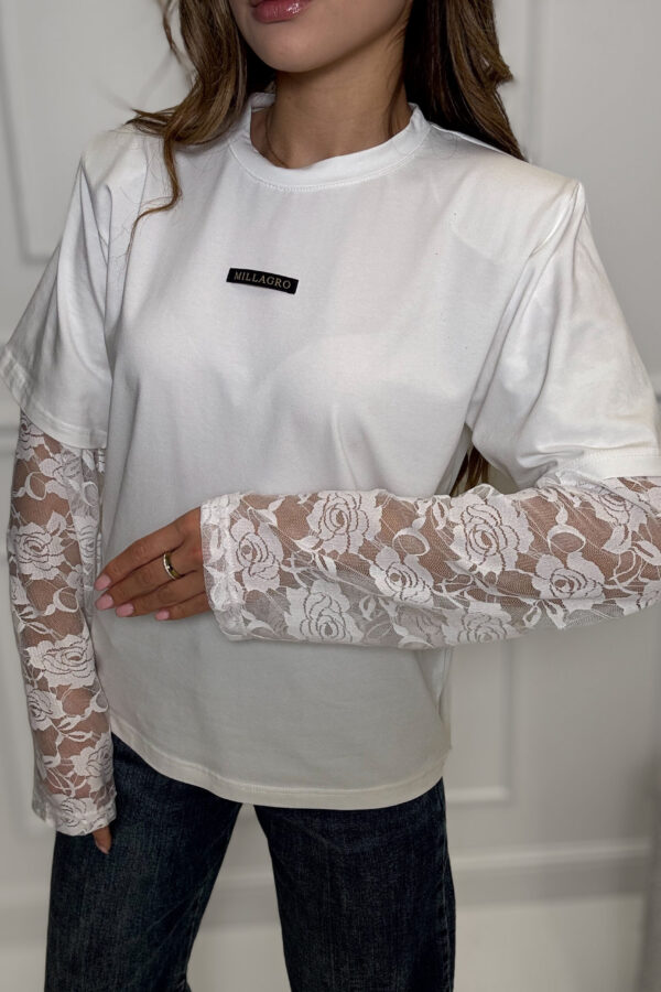 T-shirt ADELE koronka / biały