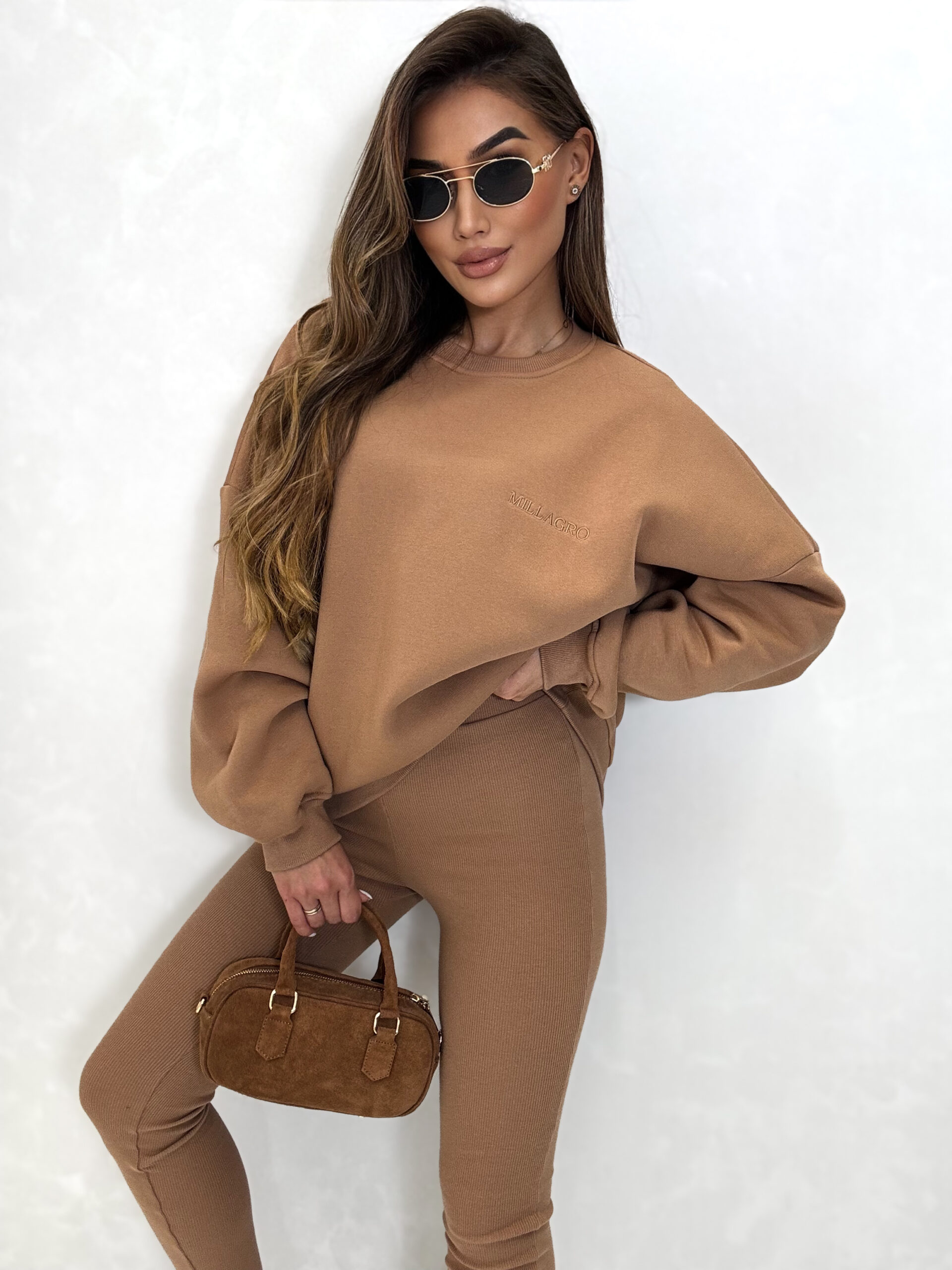 Dres Millagro Casual Set prążek / camel - obrazek 3