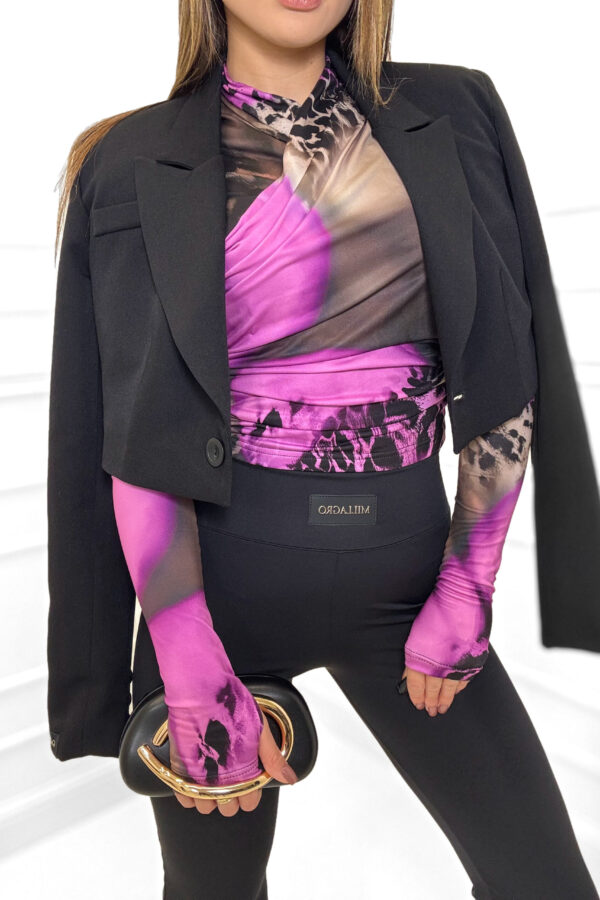 Bluzka Butter przekładana z dekoltem V / fioletowa