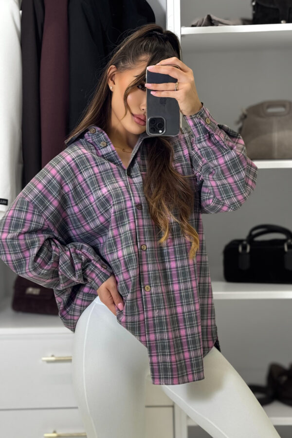 Koszula MILLAGRO w kratę / cukierkowy róż