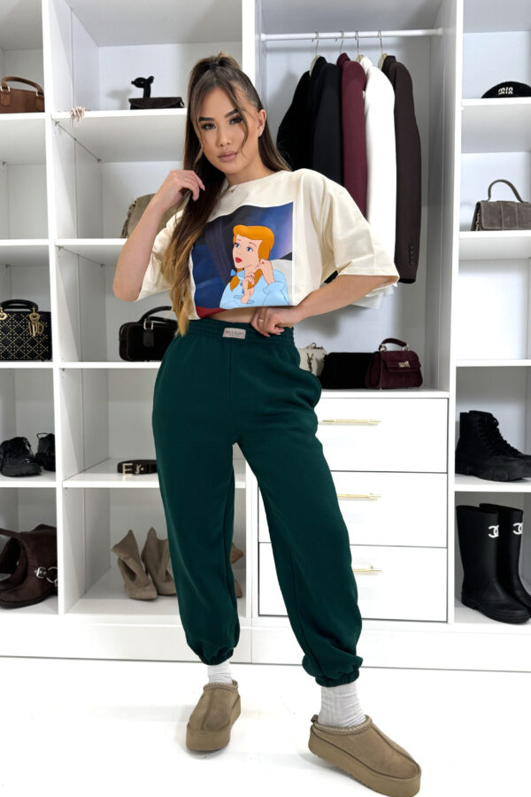 Spodnie dresowe typu joggery / butelkowa zieleń