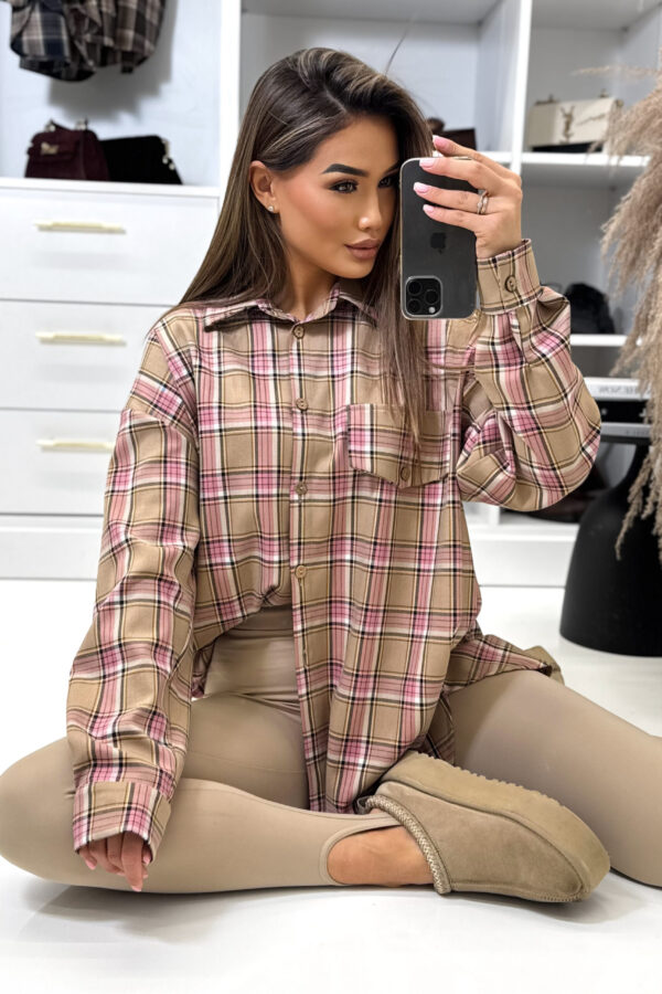 Koszula MILLAGRO w kratę / beżowa