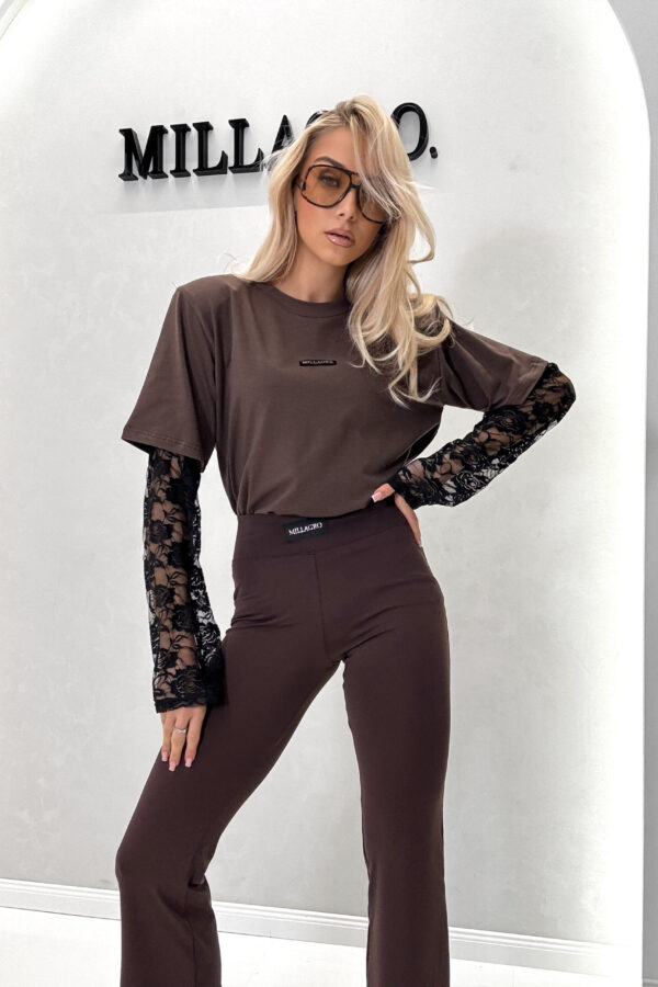 T-shirt ADELE koronka / czekoladowy