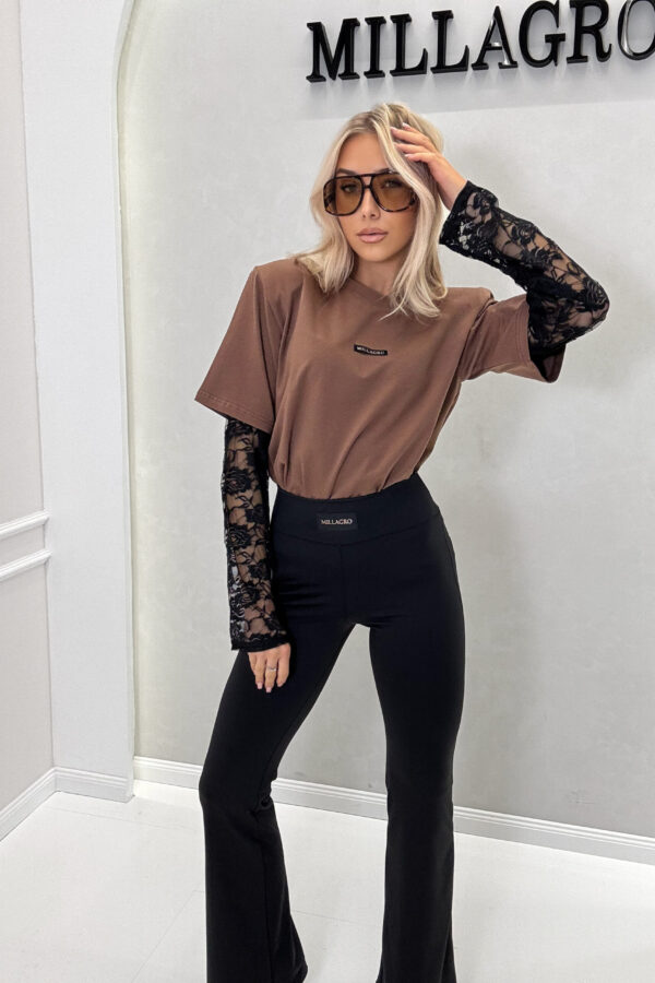 T-shirt ADELE koronka / mleczna czekolada